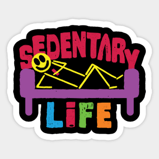 Mastering the Art of Sedentary Life: Hilarious Happy Face Stick Figure Couch Potato Design! Sticker